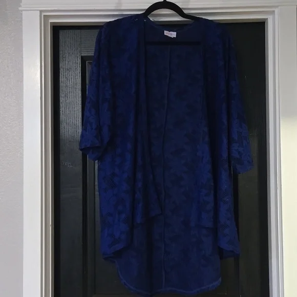 Lularoe Blue Floral Lace Kimono Size Medium - Picture 1 of 10